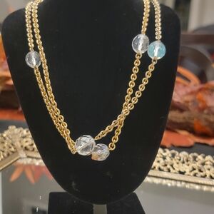 Elegant Gold Chain Necklace with Clear Beads